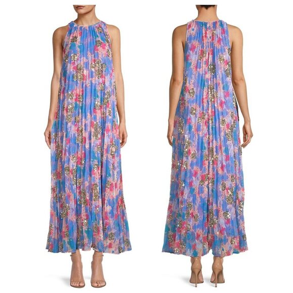 Frances Valentine Pleated Sequin-embellished Maxi Dress - Picture 3 of 5